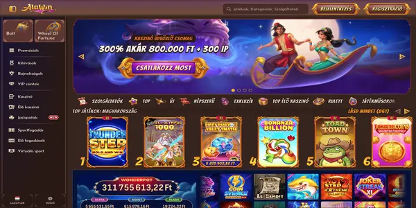 Alawin Casino úvodní stránka na mobilu